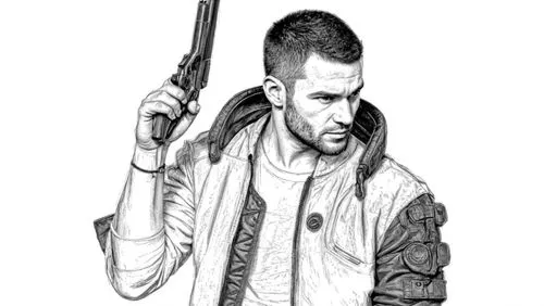 tuco,deckard,axton,vaas,rotoscoped,rotoscope,Design Sketch,Design Sketch,Black and white Comic