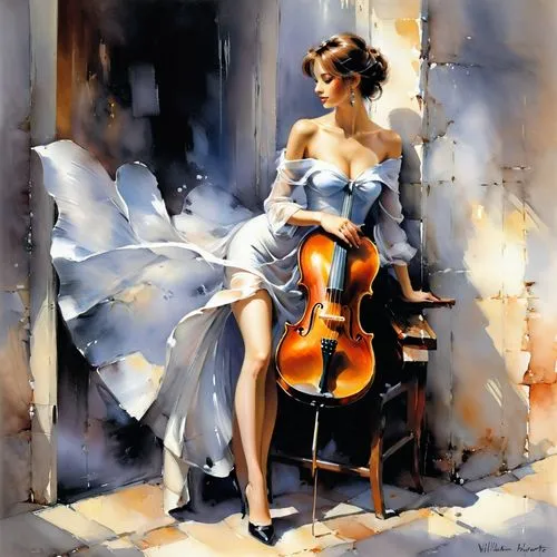 cellist,cello,woman playing violin,violin woman,violin player,violoncello,violinist,woman playing,sarasate,violist,violon,concerto,violin,watercolor painting,italian painter,musici,musician,heighton,violinists,musicale,Conceptual Art,Oil color,Oil Color 03