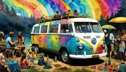 vwbus,hippie time,hippy market,campervan,volkswagenbus,vanagon,vw bus,vw van,have a good trip,vw camper,hippy,psychedelic art,hippie,schoolbus,the system bus,the old van,camper van,camping bus,water bus,travel van,Illustration,Realistic Fantasy,Realistic Fantasy 03