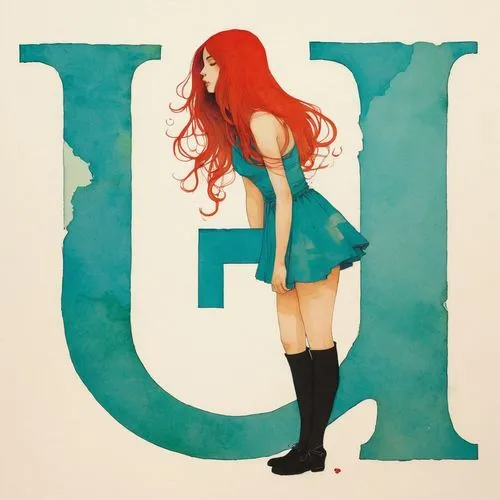 watercolor pin up,hatsune,ariel,orihime,clary,karou,redhead doll,redhair,vocaloid,arial,pin up girl,redheads,red head,orin,fausta,pitty,echelon,lydians,wynonna,pin-up girl,Illustration,Paper based,Paper Based 19