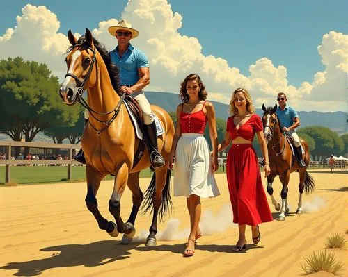 vettriano,southfork,horse riders,horseplayers,western riding,equestrian center,Illustration,American Style,American Style 04