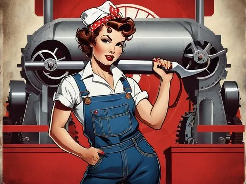 brakewoman,riveters,female worker,machinist,millworker,autoworker,seamico,rockwell,valentine pin up,mechanic,engineman,plumber,telephone operator,valentine day's pin up,retro pin up girl,car mechanic,switchboard operator,worker,pin ups,pin-up model,Illustration,Children,Children 04