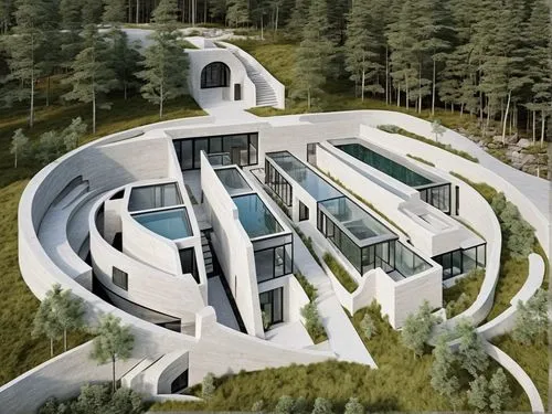 this is a modern house with multiple spaces,solar cell base,europan,bjarke,ecovillages,safdie,sanatoriums,Unique,Design,Blueprint