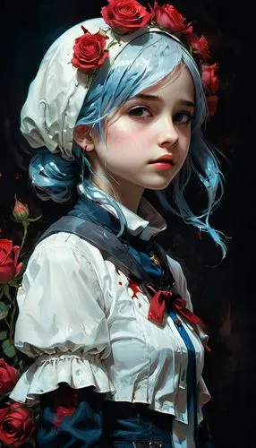 painter doll,royo,victorian lady,rose white and red,bns,hanbok,pierrot,artist doll,female doll,red blue wallpaper,seerose,ayanami,bjd,portrait background,porcelain rose,fantasy portrait,french digital background,japanese doll,gothic portrait,peko,Illustration,Abstract Fantasy,Abstract Fantasy 18