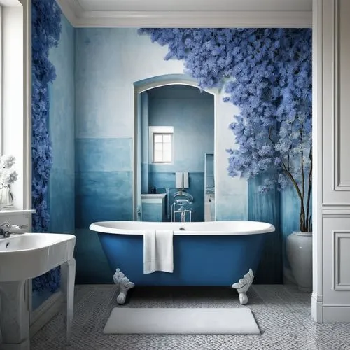 bath room,luxury bathroom,bagno,blue room,wallcovering,bathtub,Photography,Black and white photography,Black and White Photography 07