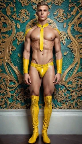 stud yellow,rugby player,wrestler,wrestling singlet,rubber boots,harness,yellow mustard,jockstrap,construction worker,yellow,climbing harness,football player,harnessed,jockey,yellow background,rubber doll,gardener,yellow wallpaper,yellow jacket,rope daddy,Illustration,Black and White,Black and White 03