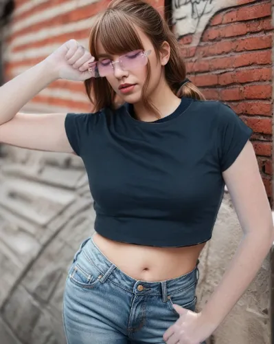 retro woman,jeans background,retro girl,girl in t-shirt,see-through clothing,in a shirt,retro women,female model,cotton top,crop top,tshirt,art model,teen,active shirt,photo model,lada,women's clothing,girl in overalls,denim background,shirt