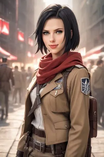 a very pretty woman wearing uniform and a scarf,organa,karai,zira,coruscant,domino,female doctor,Photography,Commercial