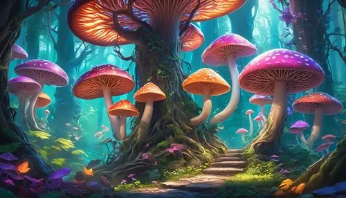 mushroom landscape,forest mushrooms,fairy forest,mushroom island,forest mushroom,mushrooms,toadstools,umbrella mushrooms,fairy world,fairy village,club mushroom,tree mushroom,cartoon forest,brown mushrooms,fairytale forest,mushroom type,enchanted forest,elven forest,forest floor,lingzhi mushroom,Conceptual Art,Daily,Daily 24