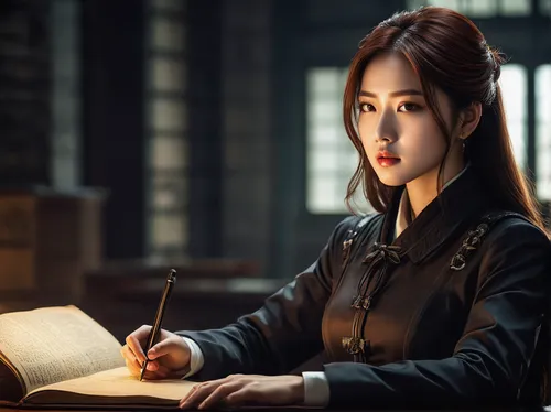 Write a thrilling suspense story featuring Naver as the main character.,librarian,girl studying,korean history,korean drama,scholar,spy visual,binding contract,tutor,bookworm,songpyeon,night administr