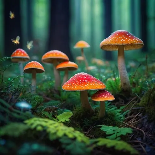 mushroom landscape,forest mushrooms,toadstools,agarics,forest floor,forest mushroom,fairy forest,mycena,muscaria,fly agaric,mushrooms,fungi,conocybe,edible mushrooms,shrooms,psilocybin,agaricales,red fly agaric mushrooms,agaricaceae,fairytale forest,Illustration,Paper based,Paper Based 14