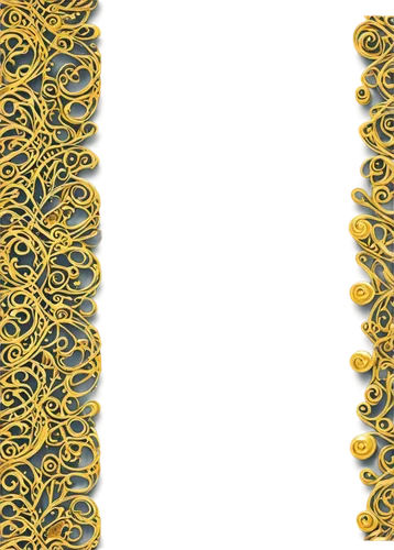 Decorative divider, gold ornaments, intricate patterns, curly designs, luxurious feel, metallic sheen, shiny surface, vertical orientation, ornate details, 3D embossing effect, high-contrast lighting,