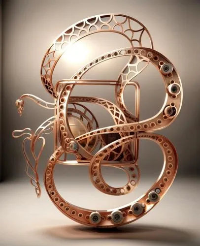 stellarator,jewelry basket,cinema 4d,kinetic art,steampunk gears,steel sculpture,armillary sphere,scrollwork,circular ornament,3d object,scrap sculpture,armillary,fatimids,borromean,helix,spiralfrog,quaternion,spiral art,naum,copper frame