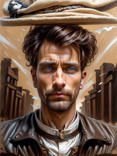 sci fiction illustration,fantasy portrait,world digital painting,game illustration,lincoln,the wanderer,a carpenter,digital painting,self-portrait,jack rose,craftsman,mystery book cover,merchant,pilgrim,dune 45,lincoln blackwood,cg artwork,artist portrait,abraham lincoln,book cover