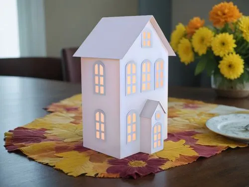 The table is covered in a soft, textured tablecloth that reflects the bright colors of these flowers. The colors are vibrant, with splashes of amber color filling the tablecloth. The flowers range in 