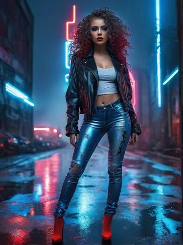 domino,cyberpunk,cyberpunks,neon lights,electropop,femme fatale,brigette,neon light,petrova,mayhle,renegade,electronique,electric,cyberangels,neon body painting,fierce,leather jacket,neon,retro woman,ernan,Illustration,Abstract Fantasy,Abstract Fantasy 07