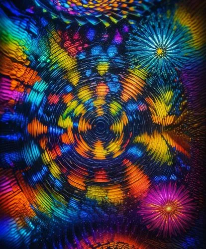 BLACK LIGHT POSTER OF A PSYCHEDELIC THOUGHT,kaleidoscope art,colorful spiral,light fractal,psychedelic art,kaleidoscopic,kaleidoscope,psychedelic,lsd,fractal lights,light patterns,fire mandala,mandala