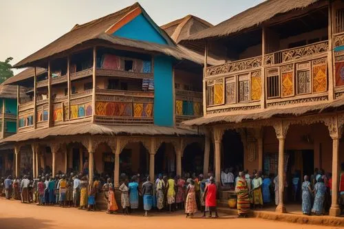 bukavu,bafut,freetown,stilt houses,bazaars,dagbon,benin,abeokuta,bafoussam,makurdi,yorubaland,bazars,bamenda,burkina,cameroon,lokoja,zanzibari,marketplace,kailahun,bureh,Art,Classical Oil Painting,Classical Oil Painting 27