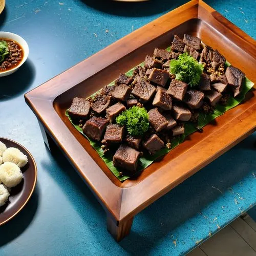 makan indonesia,
daging kambing yang dipotong dan ditusuk. dimasak dengan cara dibakar kemudian disiram kecap yang lezat.
disajikan sangat menarik di atas meja rustic,tteok,kueh,kuih,korean side dish,