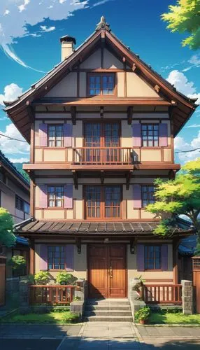 yamashiro,kazoku,kyokai,ryokans,kotoko,ryokan,wooden house,honmaru,ghibli,gakuen,suzano,kurashiki,traditional house,himeno,apartment house,kotoinazuma,dreamhouse,house painting,house silhouette,sakura background,Illustration,Japanese style,Japanese Style 03