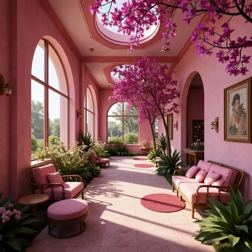 bougainvilleans,breezeway,conservatory,cochere,hallway,bougainvilleas,breakfast room,3d rendering,bougainvillea,hallway space,lobby,sunroom,showhouse,houseplants,tropical house,entryway,dreamhouse,beautiful home,sitting room,paradisus