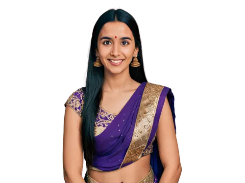 Indian woman, solo, beautiful detailed eyes, dark eyebrows, long black hair, bindi on forehead, golden earrings, traditional clothing, colorful sari, intricate embroidery, delicate hands, gentle smile