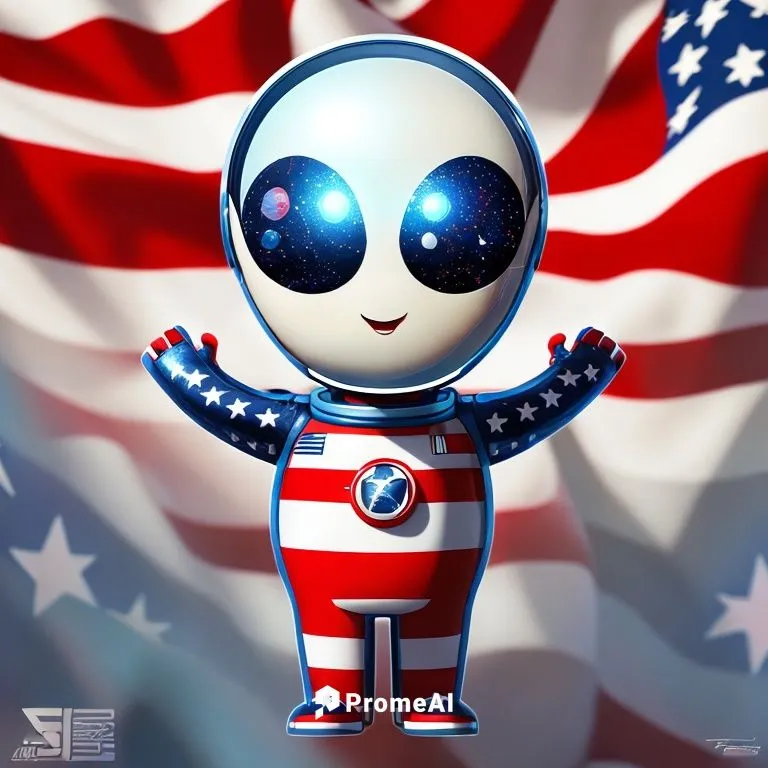 alien, american flag, cute, space suit, america, red, silver, navy, united states, stars, stripes,capitanamerica,bot icon,captain american,flag day (usa),spaceman,captain america,usa,patriot,u s,unite