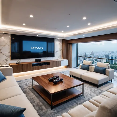 entertainment center,penthouse apartment,modern living room,home cinema,home theater system,livingroom,apartment lounge,living room modern tv,family room,living room,contemporary decor,sky apartment,modern room,smart home,luxury suite,game room,bonus room,modern decor,luxury home interior,interior modern design,Photography,General,Realistic