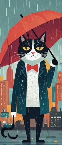 rain cats and dogs,man with umbrella,cartoon cat,cat sparrow,brolly,jiji the cat,cat vector,heavy rain,vector illustration,cat cartoon,raindops,tux,rainy weather,anthropomorphized animals,game illustration,raining,rainy day,rainy season,bad weather,tuxedo just,Illustration,Vector,Vector 08