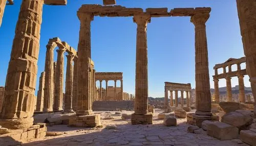 palmyra,baalbek,jerash,ramesseum,amman citadel,persepolis,colonnaded,volubilis,dougga,suleimaniyah,numaniyah,pillar capitals,karnak,qasr amra,karnak temple,greek temple,columns,capitolium,pillars,baalbeck,Conceptual Art,Daily,Daily 16