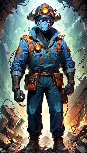 ironworker,blue-collar worker,engineer,aquanaut,miner,blue-collar,construction worker,steelworker,contractor,welder,builder,key-hole captain,tradesman,gas welder,mechanic,game illustration,repairman,gear shaper,scrap dealer,heavy construction,Anime,Anime,General