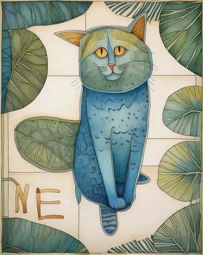 cat on a blue background,watercolor cat,cat portrait,feline,cat frame,pet portrait,carol colman,gray cat,meowing,cat,drawing cat,siamese cat,anthropomorphized animals,domestic cat,cat-ketch,sphynx,tabby cat,cartoon cat,cat cartoon,ceramic tile,Illustration,Abstract Fantasy,Abstract Fantasy 09