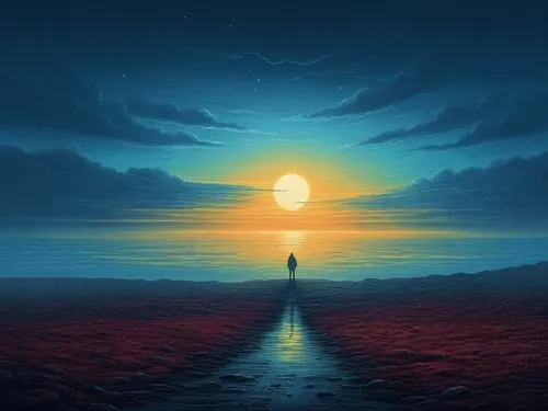 the endless sea,the horizon,horizon,sea night,horizons,ocean background,beautiful wallpaper,dreamscape,landscape background,aivazovsky,full hd wallpaper,dubbeldam,seadrift,ocean,world digital painting,sea landscape,dreamscapes,fantasy picture,light of night,dusk background,Illustration,Realistic Fantasy,Realistic Fantasy 25