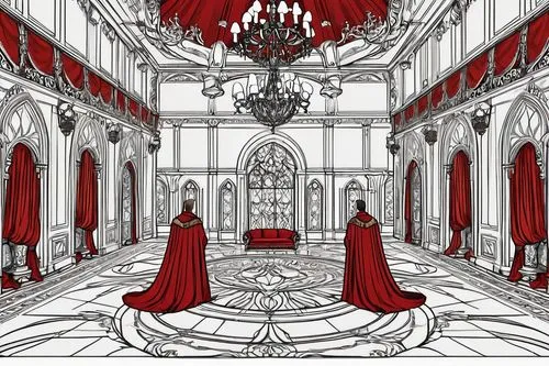 ornate room,enthronement,vestments,vestment,candelabras,cardinalate,sacristy,cloistered,oratorian,volturi,proscenium,consistory,liturgy,ballroom,archbishopric,patriarchate,candelabrum,monarchic,royal interior,introit,Illustration,Black and White,Black and White 04