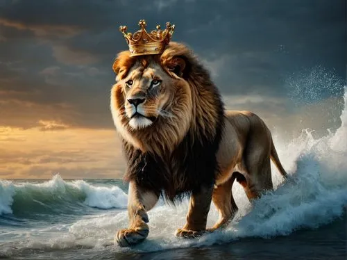 kingship,god of the sea,aslan,king crown,king of the jungle,leonine