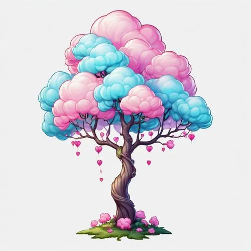 flourishing tree,tree mushroom,cherry blossom tree,blossom tree,painted tree,tree heart,Illustration,Abstract Fantasy,Abstract Fantasy 11