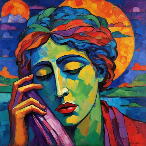 praying woman,woman praying,woman thinking,la violetta,woman with ice-cream,art deco woman,woman holding pie,woman sitting,the prophet mary,italian painter,depressed woman,medicine icon,the magdalene,vincent van gough,woman eating apple,woman's face,post impressionist,oil painting on canvas,art nouveau,woman sculpture,Conceptual Art,Oil color,Oil Color 25