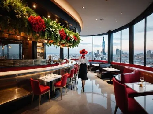 new york restaurant,christmas gold and red deco,top of the rock,christmas menu,fine dining restaurant,salt bar,christmas landscape,wine bar,festive decorations,manhattan,alpine restaurant,holiday bow,