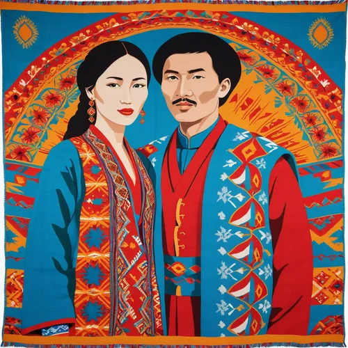 khokhloma painting,kyrgyz,azerbaijan azn,bhutan,ulaanbaatar,kyrgyzstan som,qinghai,khlui,hulunbuir,kazakhstan,mongolia,ulaanbaatar eastern,kyrgyzstan,tibetan,peking opera,mongolia eastern,ulaanbaatar western,kimjongilia,inner mongolia,two people,Conceptual Art,Oil color,Oil Color 14