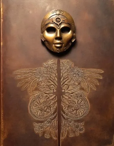 golden mask,grimoire,prayer book,dustjacket,prayerbook,hymn book,slipcase,book antique,gold mask,magic grimoire,mystery book cover,spellbook,death mask,venetian mask,sun god,magic book,embossed,sun head,gilding,cartouche,Illustration,Realistic Fantasy,Realistic Fantasy 13