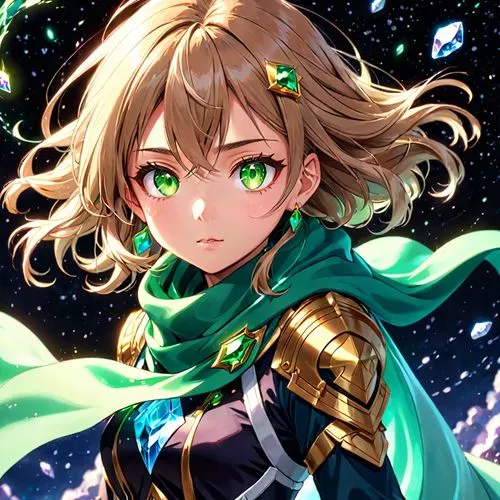 violet evergarden,meteora,aurora,emerald,kayano,green aurora,minerva,caerula,radiant,goddess of justice,wiz,leo,nova,angelica,alm,cg artwork,green eyes,magna,erika,fantasia,Anime,Anime,Traditional