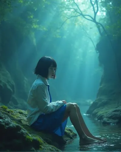 utada,hoshihananomia,arrietty,mystical portrait of a girl,blue rain,handmaiden,Photography,Documentary Photography,Documentary Photography 01