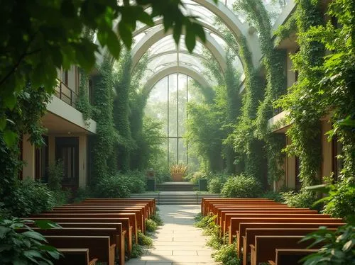 forest chapel,sanctuary,atriums,conservatory,holy place,arbor,greenhouse,hall of the fallen,resting place,sanctum,chapel,santuario,crematorium,cathedral,plant tunnel,holy forest,walkway,courtyards,kantorei,cemetery,Photography,General,Realistic