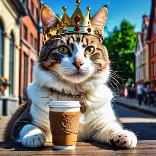 cat coffee,tea party cat,cat drinking tea,crowned goura,king caudata,oktoberfest cats,king crown,cat european,crowned,royal crown,capuchino,napoleon cat,cat's cafe,street cat,cat sparrow,royalty,king,cat image,queen crown,content is king,Photography,General,Realistic
