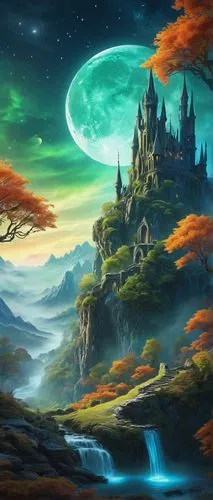 fantasy landscape,fantasy picture,fantasy art,fantasy world,landscape background,3d fantasy,fairy world,mushroom landscape,dream world,dreamland,world digital painting,cartoon video game background,an island far away landscape,elves flight,high landscape,green aurora,fairy chimney,fantasy city,futuristic landscape,aurora village,Conceptual Art,Daily,Daily 16