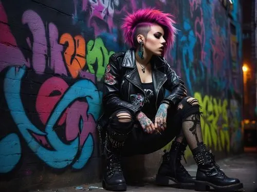 punk,punk design,mohawk,streampunk,mohawk hairstyle,cyberpunk,pink hair,rocker,goth woman,goth subculture,grunge,goths,tattoo girl,poison,neon,gothic fashion,rockabella,neon lights,pompadour,neon light,Art,Classical Oil Painting,Classical Oil Painting 25