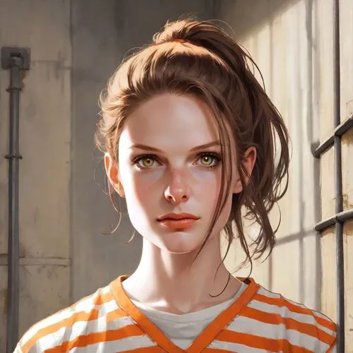 girl portrait,portrait of a girl,young woman,portrait background,girl in t-shirt,croft,orange,digital painting,clementine,woman portrait,game illustration,bright orange,orange color,girl drawing,the girl's face,prisoner,girl studying,woman face,world digital painting,cinnamon girl,Digital Art,Comic