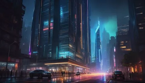 guangzhou,cityscape,cybercity,shanghai,metropolis,futuristic landscape,cyberpunk,makati,cybertown,futuristic,city at night,fantasy city,urban,skyscrapers,skyscraper,coruscant,dystopian,kinkade,evening city,bladerunner,Art,Artistic Painting,Artistic Painting 41