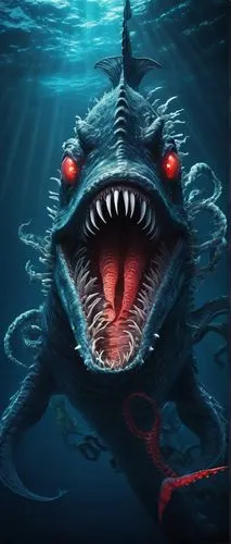 anglerfish,water creature,sea devil,deep sea fish,cuthulu,sea monsters,deep sea,kraken,god of the sea,piranha,jaws,requiem shark,marine reptile,sea animal,angler,surface lure,fish-surgeon,merman,marine animal,krill,Illustration,Realistic Fantasy,Realistic Fantasy 19