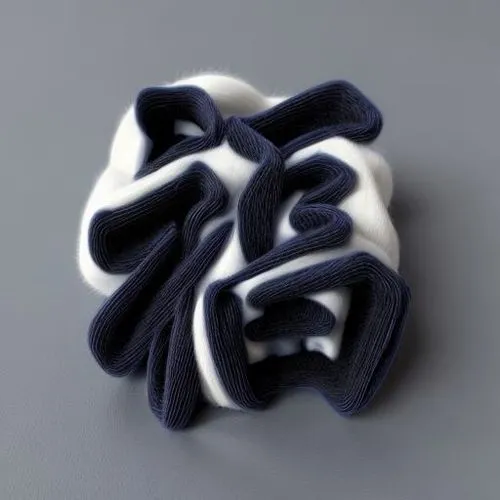 darkblue and white,fluffy, plush, 3D art, depth of field,high quality,high detail,high degree of precision,,curved ribbon,sailor's knot,knot,knots,cloth clip,razor ribbon,bow-knot,isolated product ima